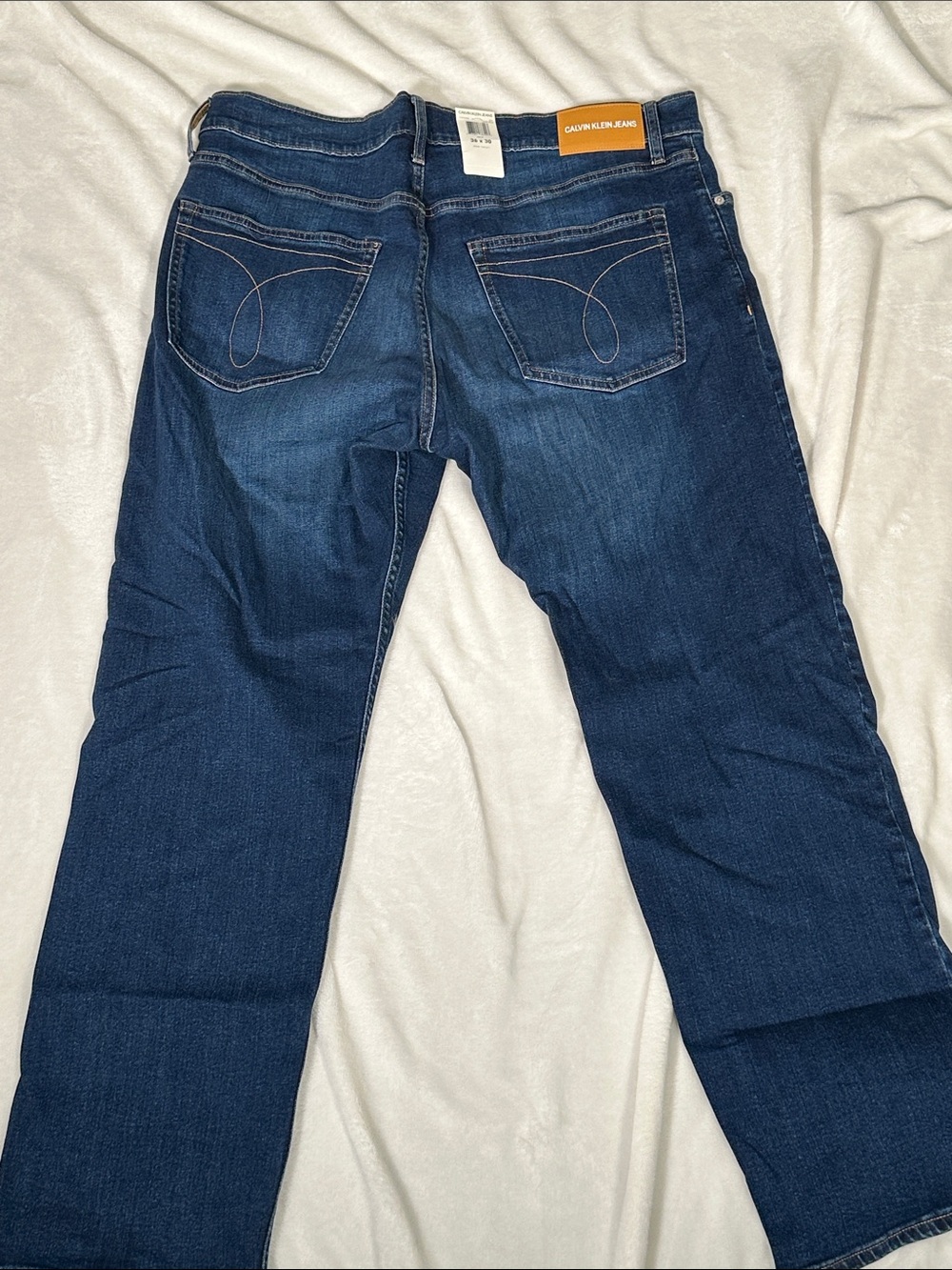 Calvin Klein Dark Blue Straight Leg Jeans - Picture 3 of 5